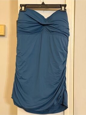 NWT Jantzen Teal Blue Strapless One-Piece Swim Dress Sz 16